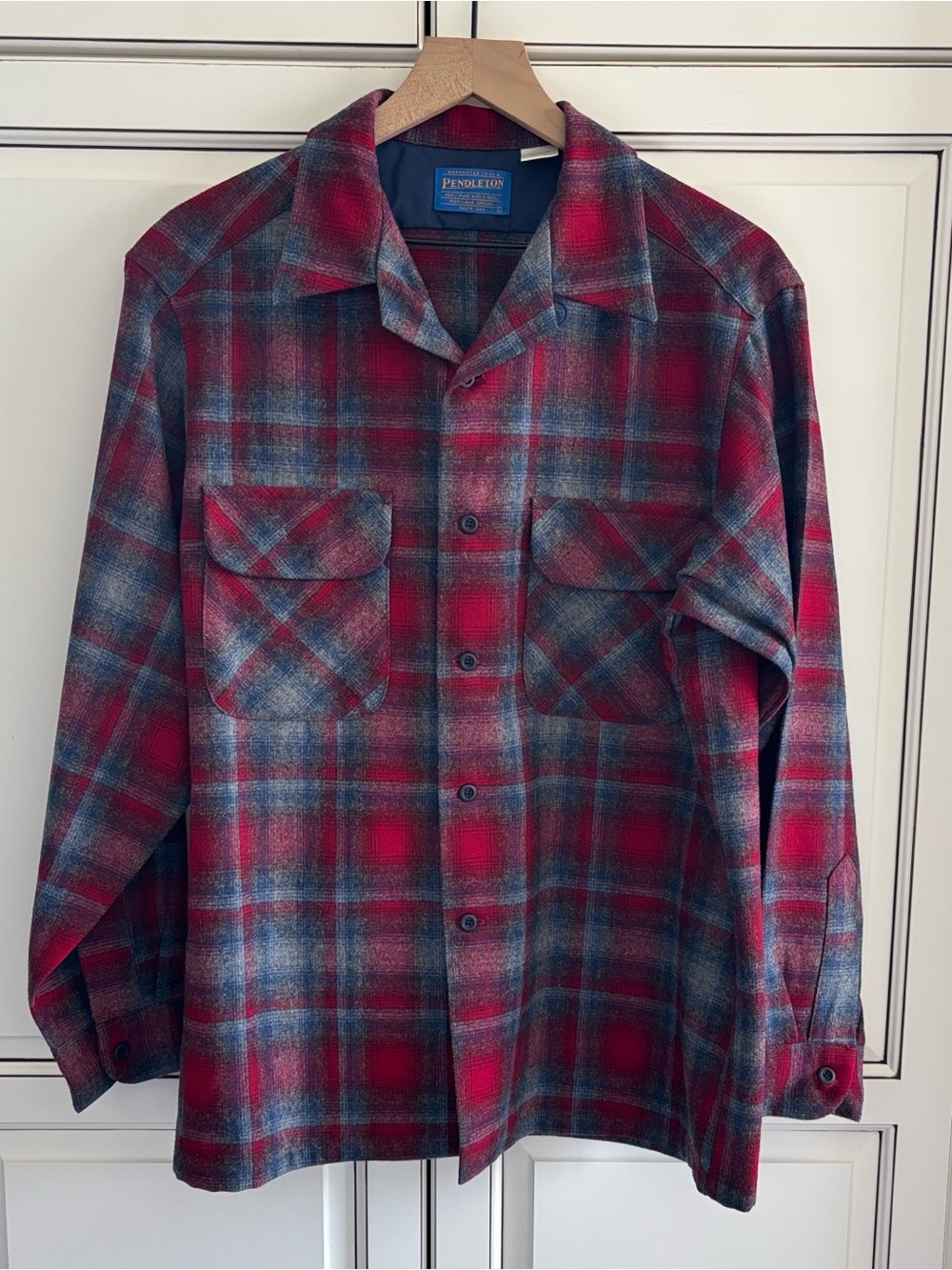 Pendleton Vintage 100% Pure Virgin Wool USA Red Plaid Flannel Shirt Mens L New